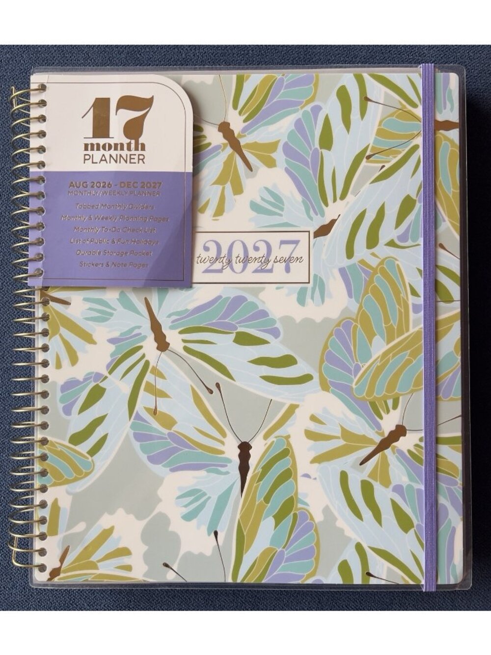 Planner 17 Month 2026-27 DRAGONFLY Month Day Week Organizer Calendar 9"W x 11"H